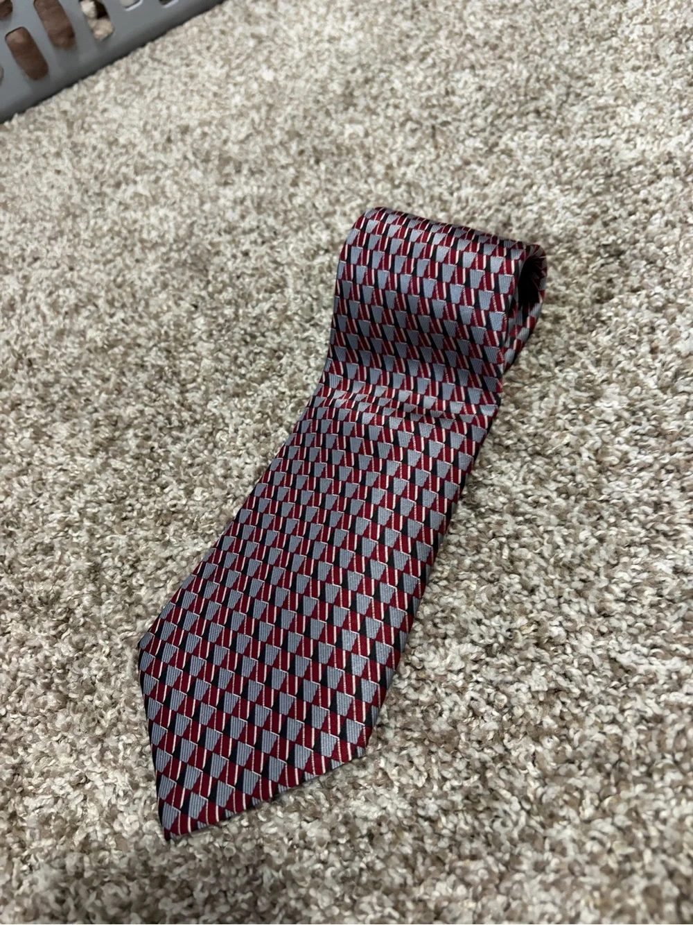 Van Heusen Red and Silver Checker Silk Tie